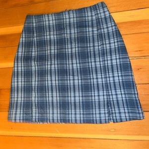 brandy melville blue plaid mini skirt